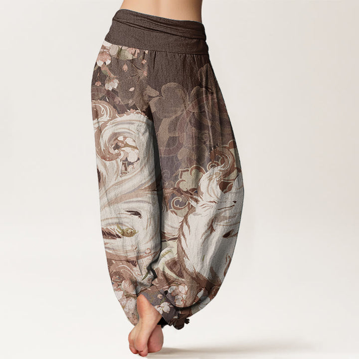 Buddha Stones Dames harembroek met elastische Taille en print van Cotton Fox Cherry Blossoms - image 5