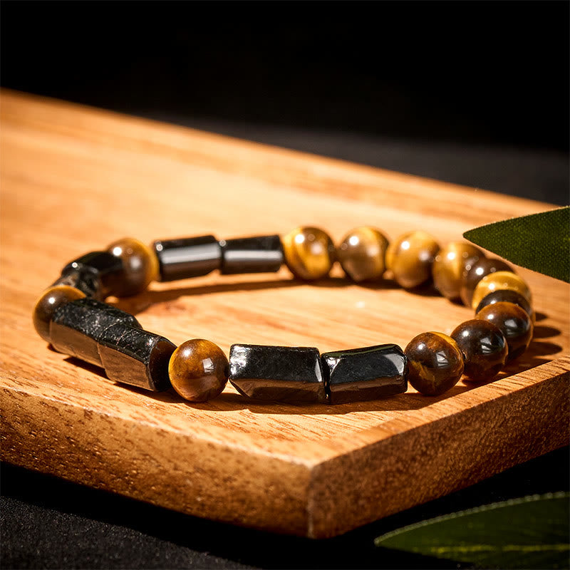 Buddha Stones Natuurlijke zwarte toermalijn tijgeroog positieve Armband - image 2
