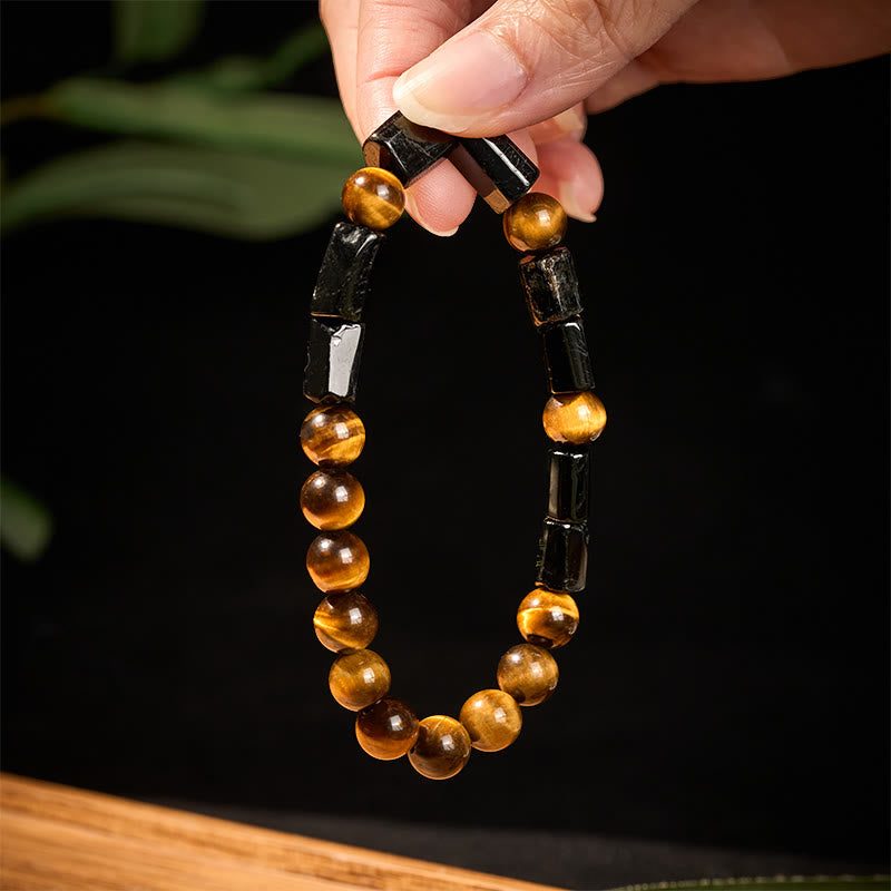 Buddha Stones Natuurlijke zwarte toermalijn tijgeroog positieve Armband - image 3
