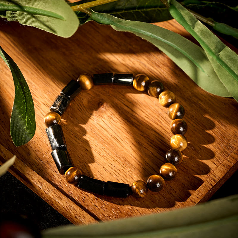 Buddha Stones Natuurlijke zwarte toermalijn tijgeroog positieve Armband - image 1