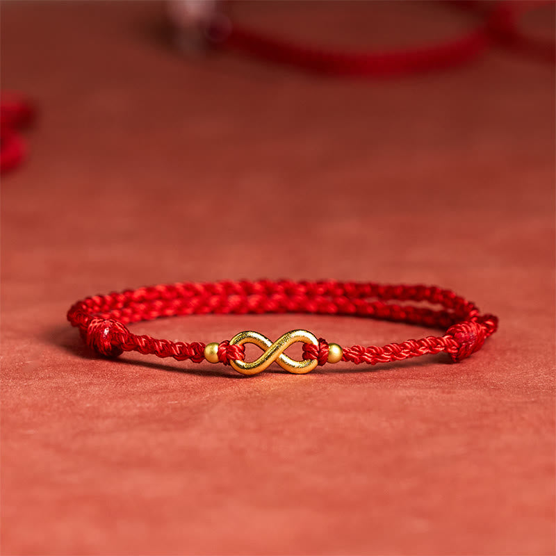 Buddha Stones Infinity Charm Messing Rode Koord Verstelbare Armband - Rood koord (Polsomtrek: 14-18 cm) - image 0