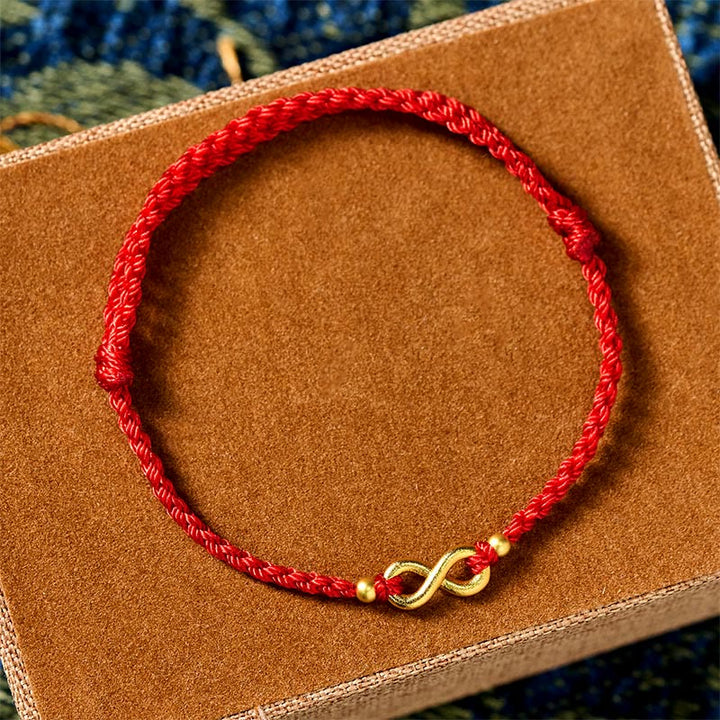 Buddha Stones Infinity Charm Messing Rode Koord Verstelbare Armband - image 1