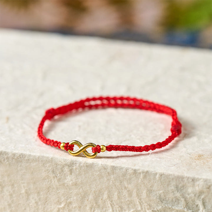 Buddha Stones Infinity Charm Messing Rode Koord Verstelbare Armband - image 3