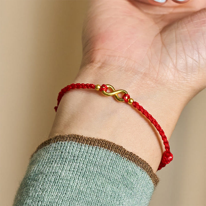 Buddha Stones Infinity Charm Messing Rode Koord Verstelbare Armband - image 7