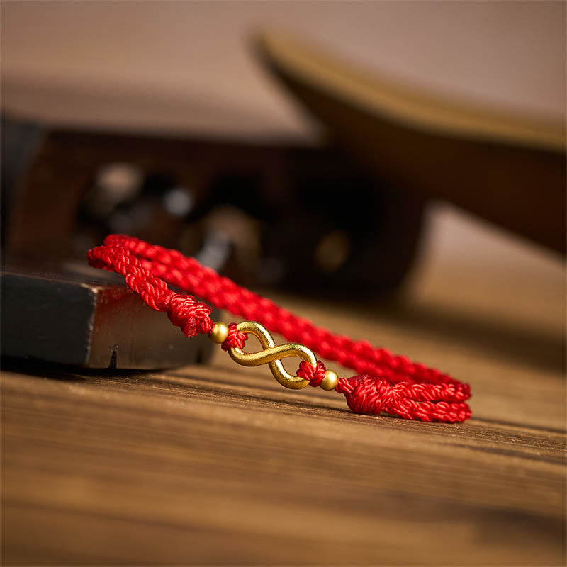 Buddha Stones Infinity Charm Messing Rode Koord Verstelbare Armband - image 2