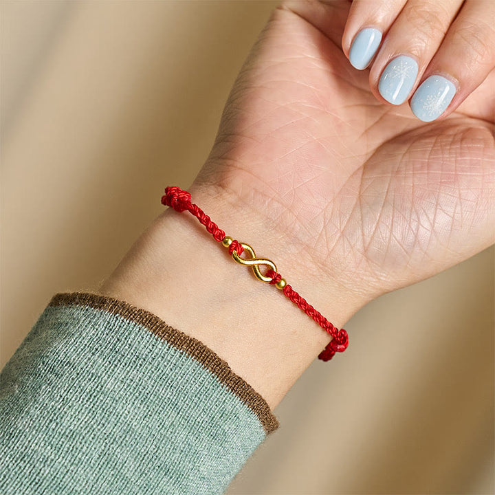 Buddha Stones Infinity Charm Messing Rode Koord Verstelbare Armband - image 6