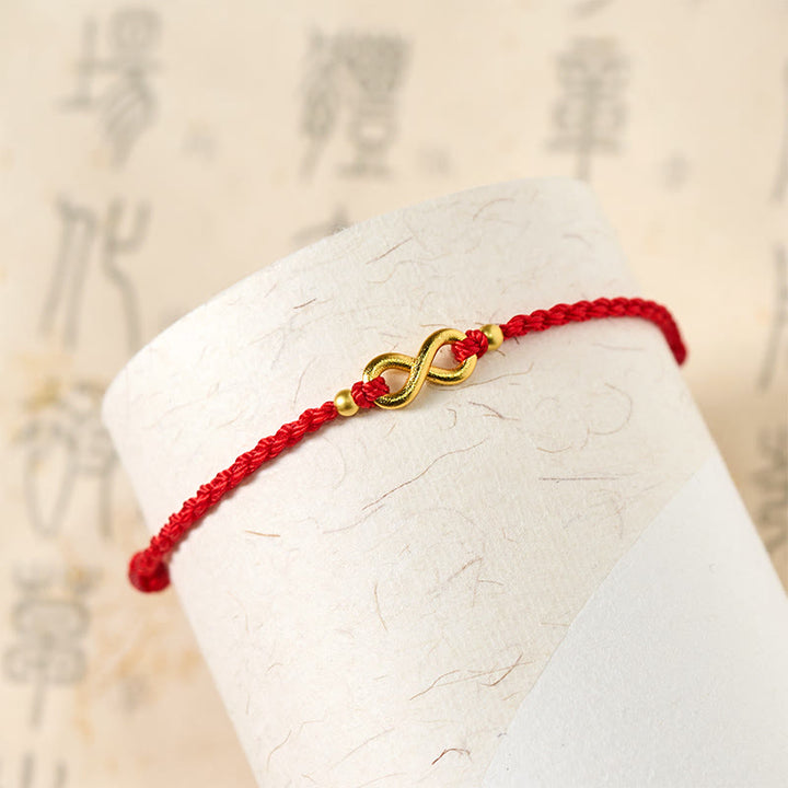 Buddha Stones Infinity Charm Messing Rode Koord Verstelbare Armband - image 4