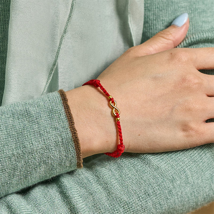 Buddha Stones Infinity Charm Messing Rode Koord Verstelbare Armband - image 5