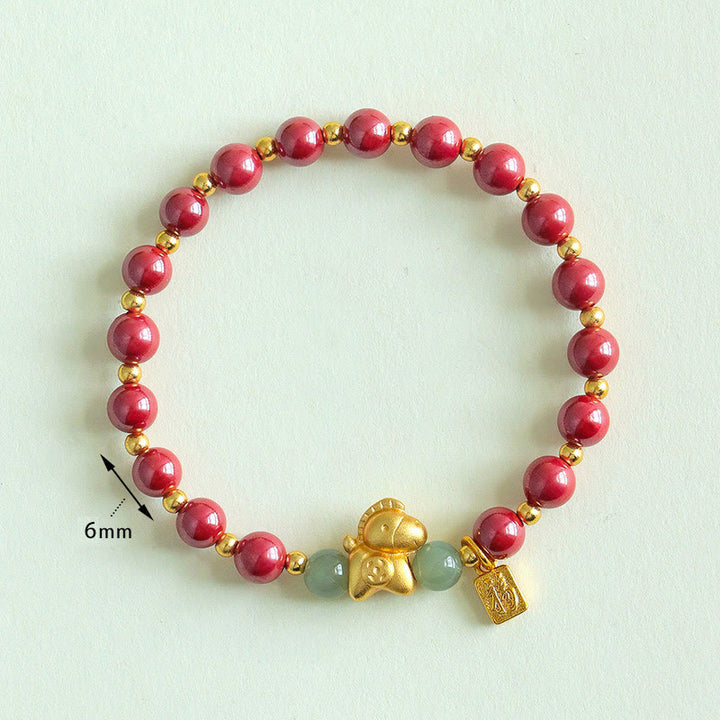 Buddha Stones Chinese dierenriemteken Fu-karakter Cinnaber Hetian Jade Armband - image 11