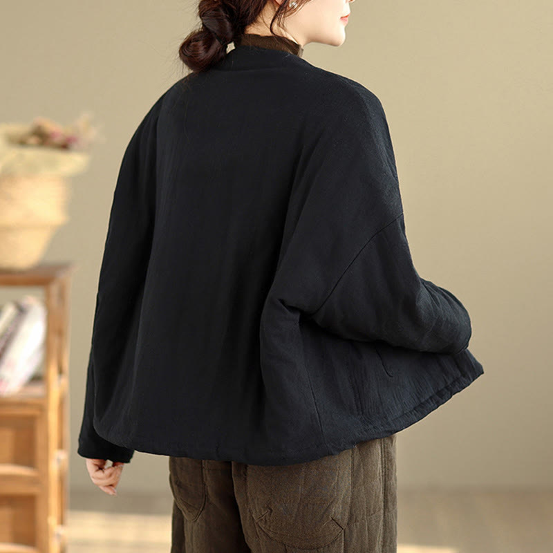 Buddha Stones Winterse katoenen thermojas met Lange mouw en Zakken voor dames - image 3