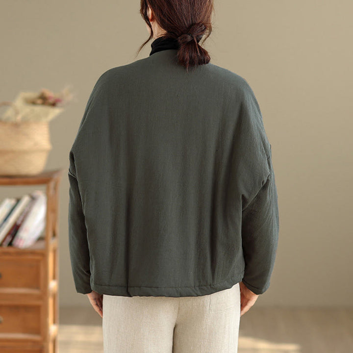 Buddha Stones Winterse katoenen thermojas met Lange mouw en Zakken voor dames - image 17