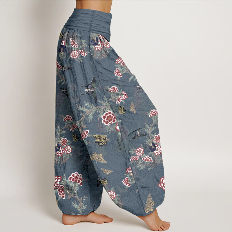 Buddha Stones Dames harembroek met elastische Taille en patroon van katoenen bloemen, bladeren en vlinders. - image 10