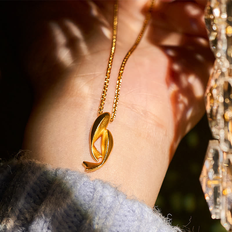 Buddha Stones Dubbele Koi Vis Hanger aan een 24-karaats vergulde messing Ketting - image 6