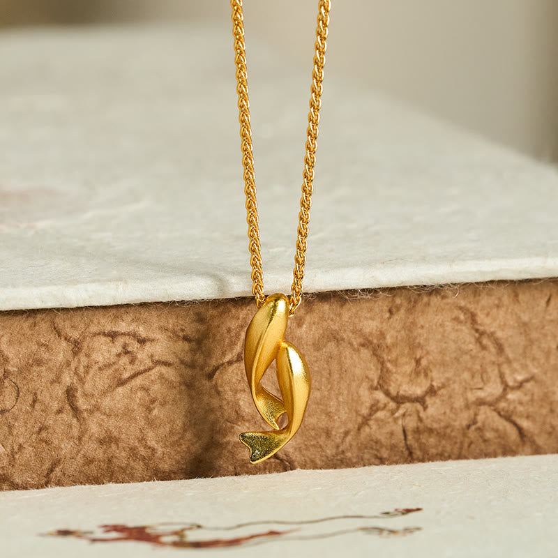 Buddha Stones Dubbele Koi Vis Hanger aan een 24-karaats vergulde messing Ketting - image 1