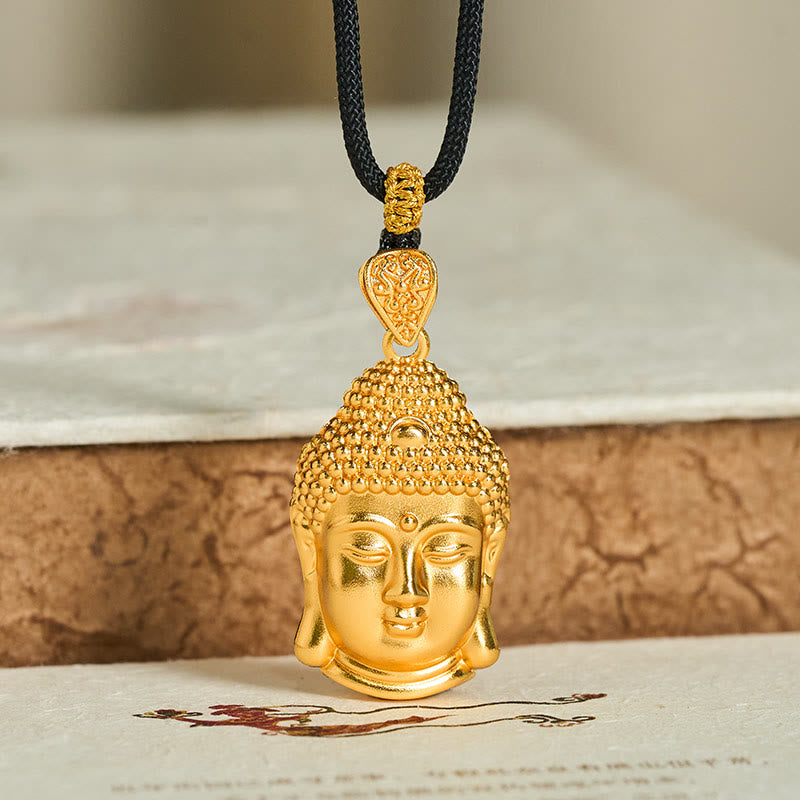 Buddha Stones Ketting van gevlochten koord met Boeddha-symbool, verguld met 24-karaats goud. - image 6