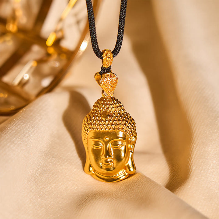 Buddha Stones Ketting van gevlochten koord met Boeddha-symbool, verguld met 24-karaats goud. - image 8