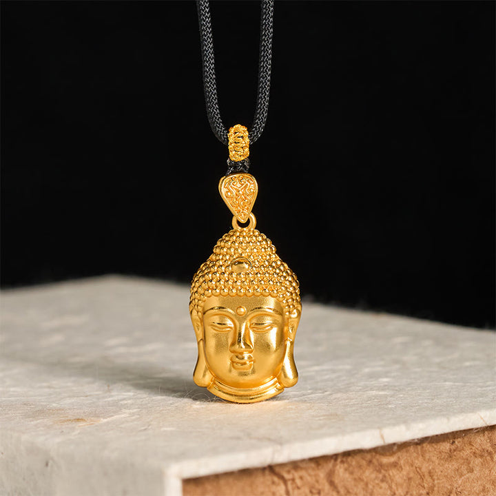 Buddha Stones Ketting van gevlochten koord met Boeddha-symbool, verguld met 24-karaats goud. - image 1