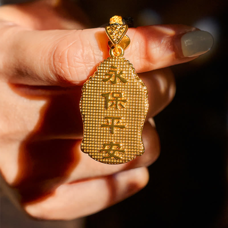 Buddha Stones Ketting van gevlochten koord met Boeddha-symbool, verguld met 24-karaats goud. - image 3