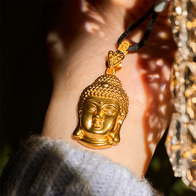 Buddha Stones Ketting van gevlochten koord met Boeddha-symbool, verguld met 24-karaats goud. - image 9