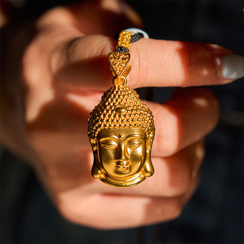 Buddha Stones Ketting van gevlochten koord met Boeddha-symbool, verguld met 24-karaats goud. - image 2
