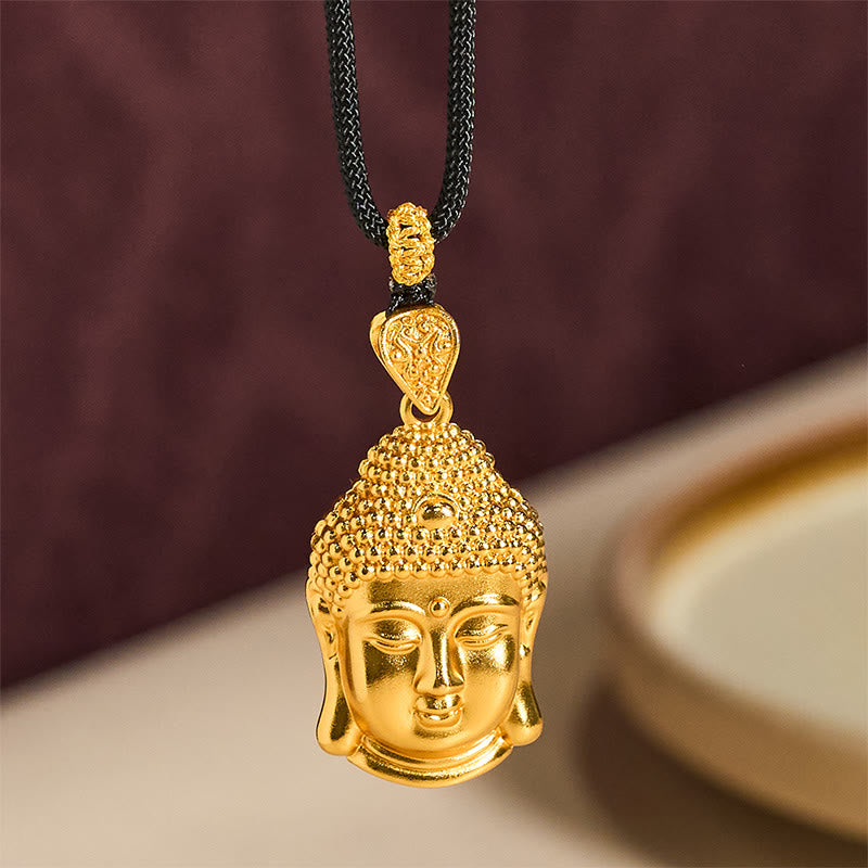 Buddha Stones Ketting van gevlochten koord met Boeddha-symbool, verguld met 24-karaats goud. - image 7