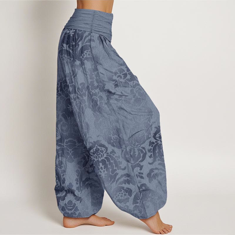 Buddha Stones Casual katoenen harembroek met bloemen- en bladmotief voor dames, elastische Taille - image 1