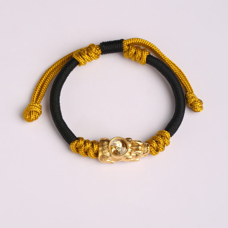 Buddha Stones Pi Xiu Geluk en Rijkdom handgeweven Armband - Zwart-geel touw (Polsomtrek: 14-24 cm) - image 8