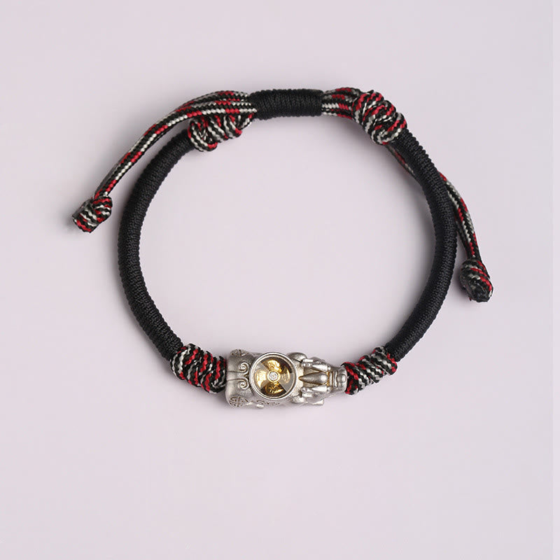 Buddha Stones Pi Xiu Geluk en Rijkdom handgeweven Armband - Zwart-rood touw (Polsomtrek: 14-24 cm) - image 6