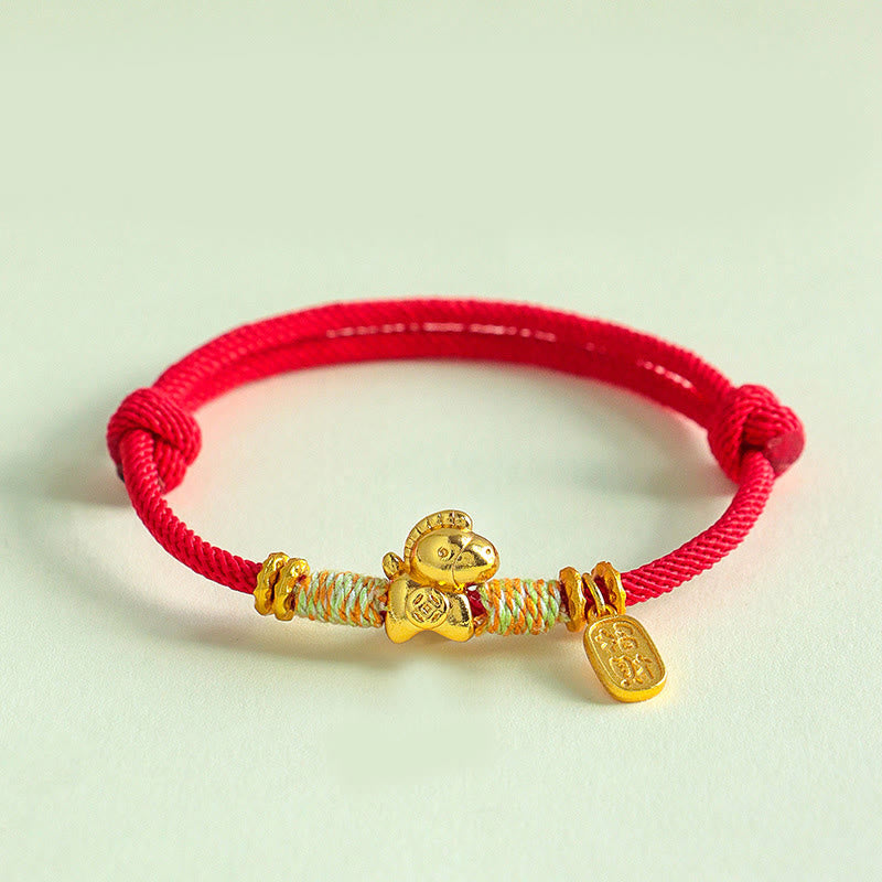 Buddha Stones Jaar van het Paard Rode Koord Zwarte Koord Gelukshanger Gevlochten Armband - Rood koord (Polsomtrek: 15-19 cm) - image 1