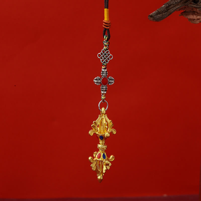 Buddha Stones Vajra Verlichtingstouw Sleutelhanger - Goud - image 2