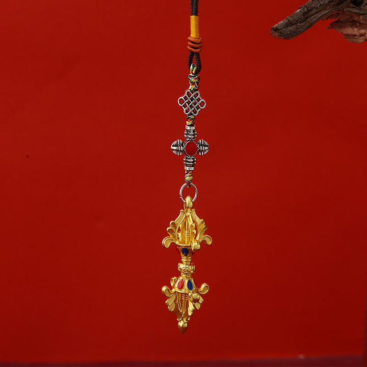Buddha Stones Vajra Verlichtingstouw Sleutelhanger - Goud - image 2
