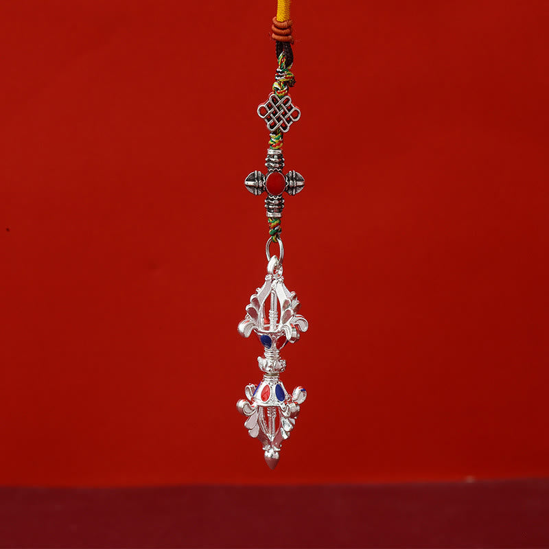 Buddha Stones Vajra Verlichtingstouw Sleutelhanger - Zilver - image 3