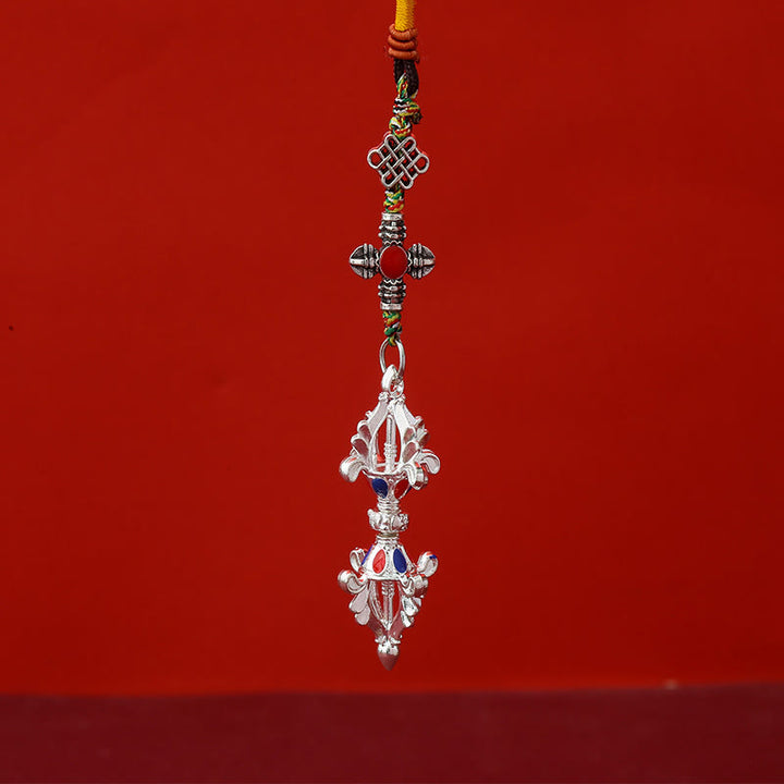 Buddha Stones Vajra Verlichtingstouw Sleutelhanger - Zilver - image 3