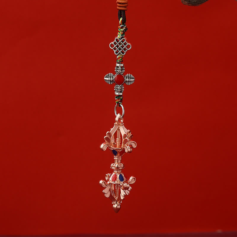Buddha Stones Vajra Verlichtingstouw Sleutelhanger - Roségoud - image 4