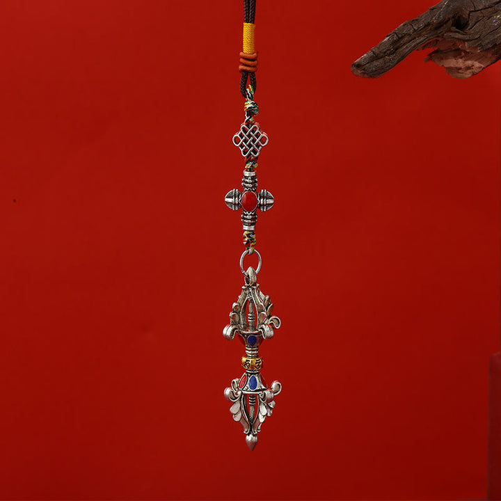 Buddha Stones Vajra Verlichtingstouw Sleutelhanger - Antiek zilver - image 5