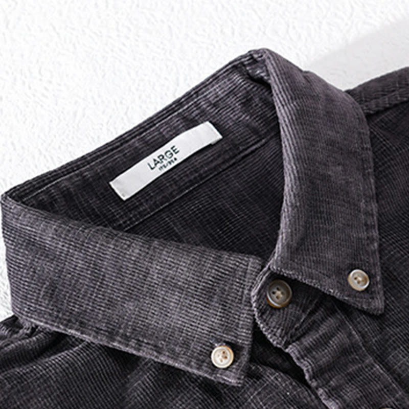 Buddha Stones Casual corduroy herenjas met Lange mouw, effen kleur, van dik katoen en met Zakken. - image 1