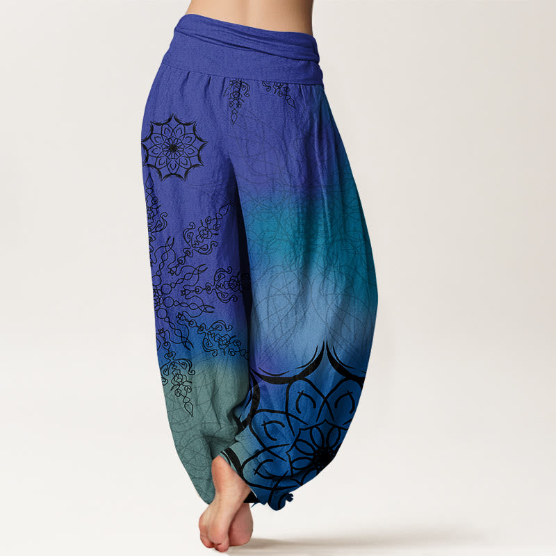 Buddha Stones Dames harembroek met elastische Taille en felgekleurd mandala-patroon van katoen - image 9