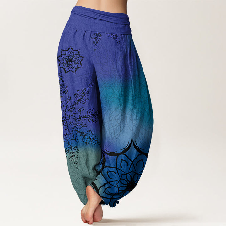Buddha Stones Dames harembroek met elastische Taille en felgekleurd mandala-patroon van katoen - image 9