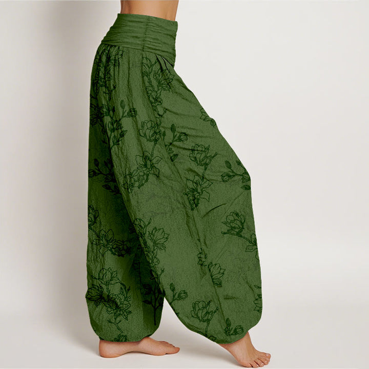 Buddha Stones Katoenen damesharembroek met eenvoudig bloemknopmotief en Taille taille - image 2