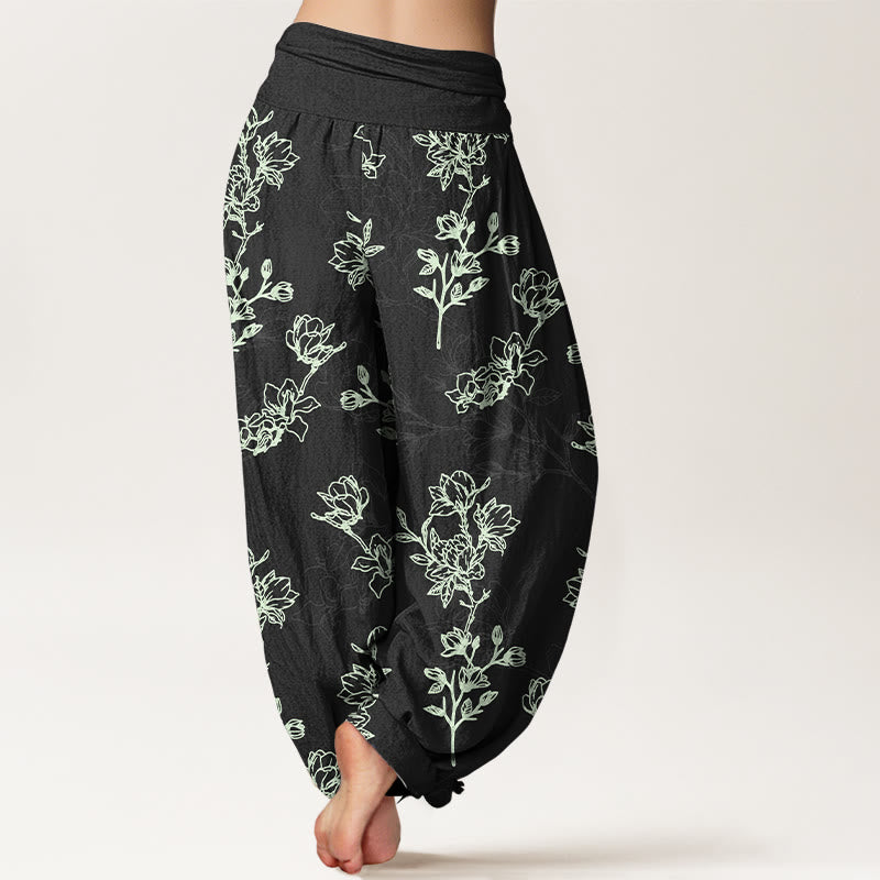 Buddha Stones Katoenen damesharembroek met eenvoudig bloemknopmotief en Taille taille - image 6