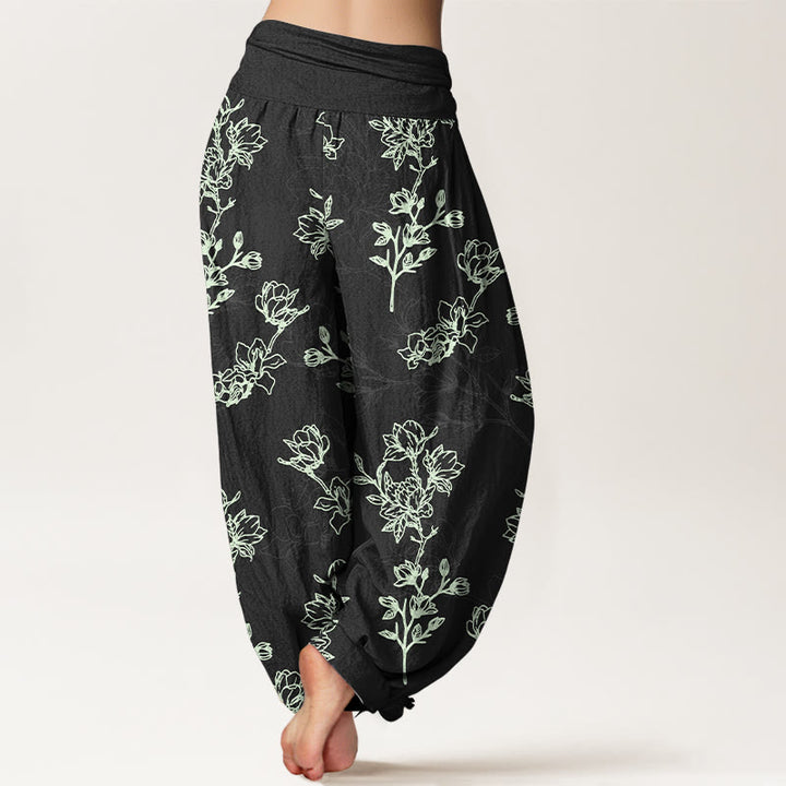 Buddha Stones Katoenen damesharembroek met eenvoudig bloemknopmotief en Taille taille - image 6