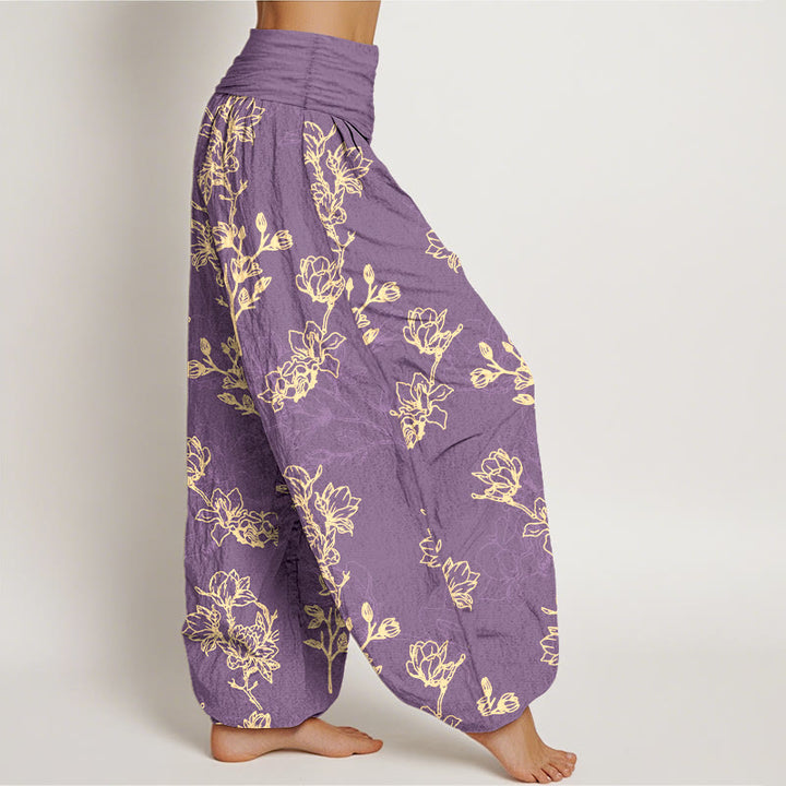 Buddha Stones Katoenen damesharembroek met eenvoudig bloemknopmotief en Taille taille - image 10