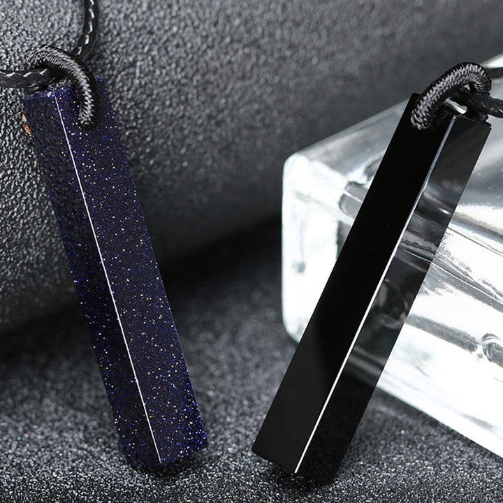 Buddha Stones Ketting met transformatie van zwarte obsidiaan en blauwe zandsteen - image 11