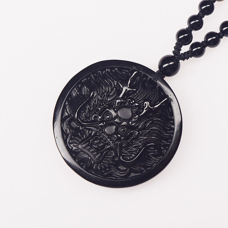 Buddha Stones Ketting van een draak, zwarte obsidiaan, die transformatie en vervulling symboliseert. - image 4