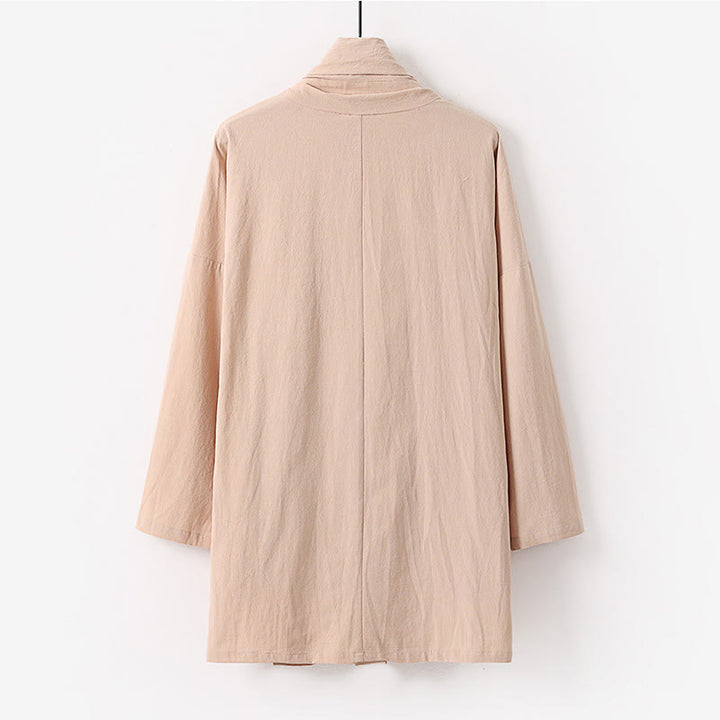 Buddha Stones Lente/Herfst Effen Kleur Lange mouw Middellange Open Voorkant Heren Kimono - image 3