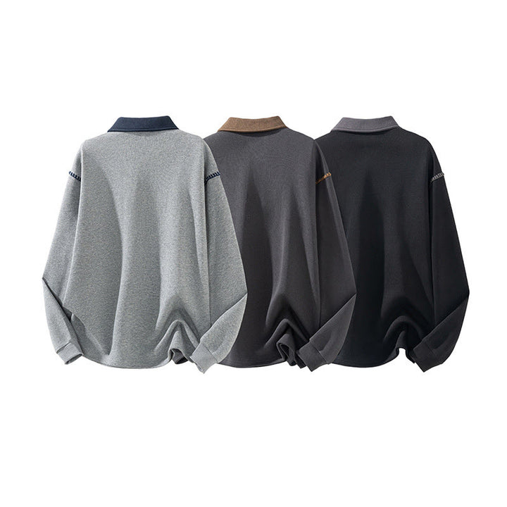 Buddha Stones Herensweatshirt met polokraag en knoopsluiting, gemaakt van katoen. - image 13
