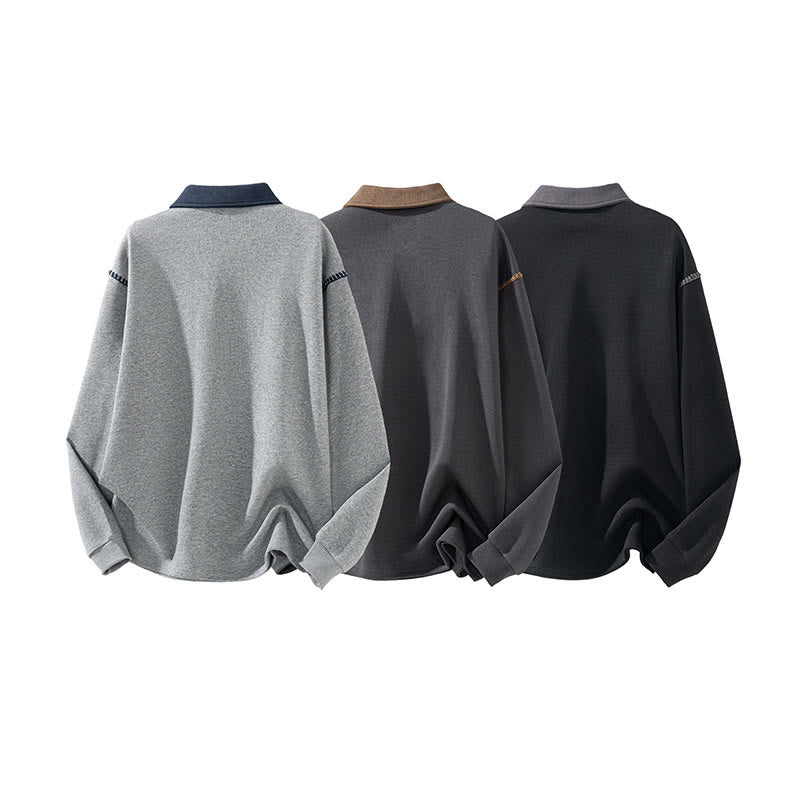 Buddha Stones Herensweatshirt met polokraag en knoopsluiting, gemaakt van katoen. - image 13
