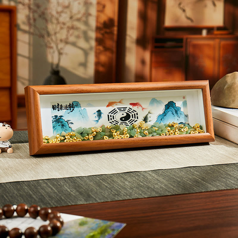 Buddha Stones Groene kristallen Bagua Koi-vis Yin Yang-symbool Gouden staaf Fotolijst Ornament Woondecoratie - Stijl 1 - Vezelplaat met gemiddelde dichtheid (9*30*4 cm) - image 0