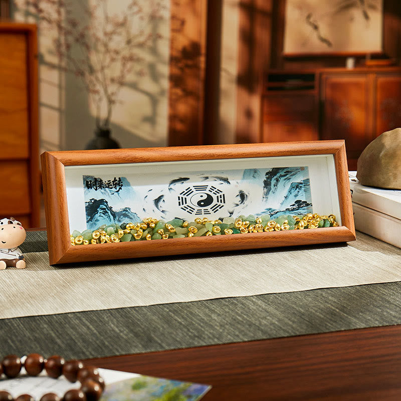 Buddha Stones Groene kristallen Bagua Koi-vis Yin Yang-symbool Gouden staaf Fotolijst Ornament Woondecoratie - Stijl 2 - Vezelplaat met gemiddelde dichtheid (9*30*4 cm) - image 1