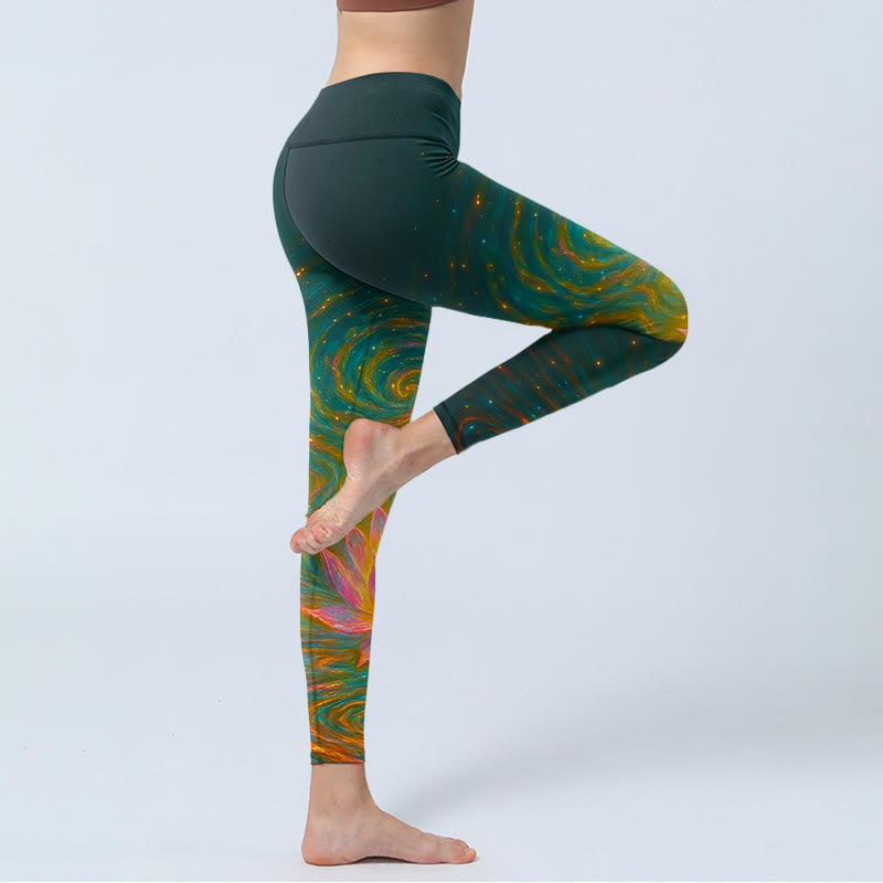 Buddha Stones Prachtige yogalegging voor dames met print van lotuswaterrimpels - image 4